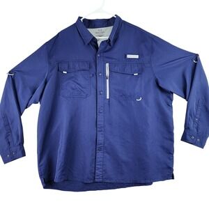 Realtree Fishing Long Sleeve Shirt Mens 2XL Navy Blue Vented Pockets‎ Fishing